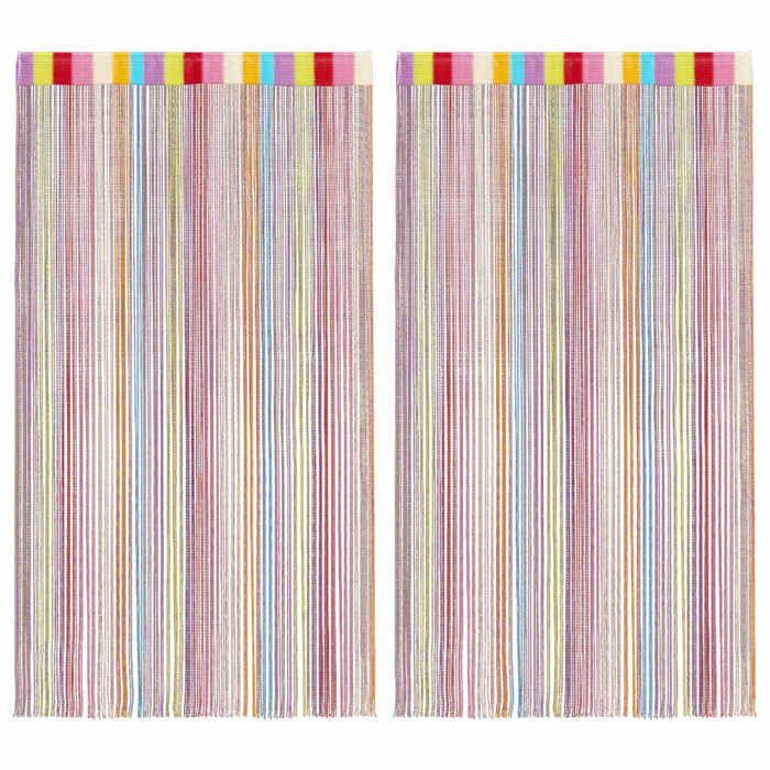 VidaXL Rideau en fils 2 pcs 140 x 250 cm multicolore, rideau à franges, rideau à passe-tringle, rideau à franges à fils, 4102038