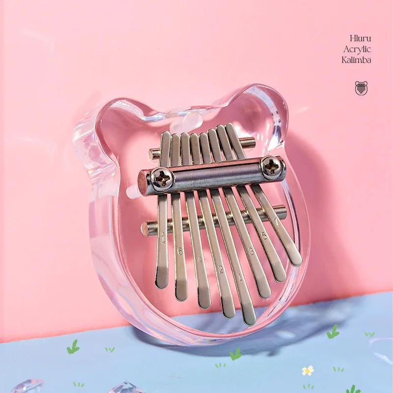 Hluru 8-Key Mini Kalimba - Transparent Crystal Acrylic Thumb Piano, Portable Acoustic Finger Piano Instrument