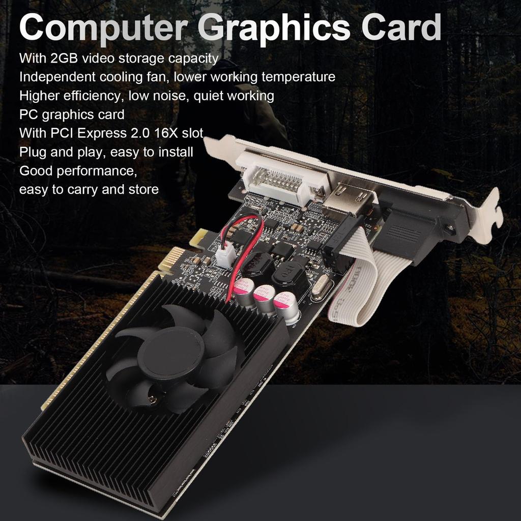 GT730 2GB GDDR3 64-bit Graphics Card, PCI Express 2.0 16X Slot, DirectX 11, DVI I, VGA, HD Multimedia Interface, 2560x1600 Video Card for PC Gaming