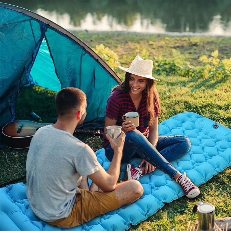 Saltea de camping gonflabilă pentru dormit cu pernă, presă de picioare, saltele de dormit ultraușoare, durabile și impermeabile, saltea de camping