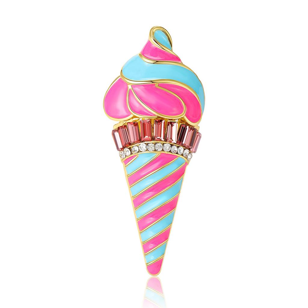 Colorful Sophisticated Ice Cream Brooch Elegant Vibranting Color Drip Oil Designs Accessory for Costumes Enhancements