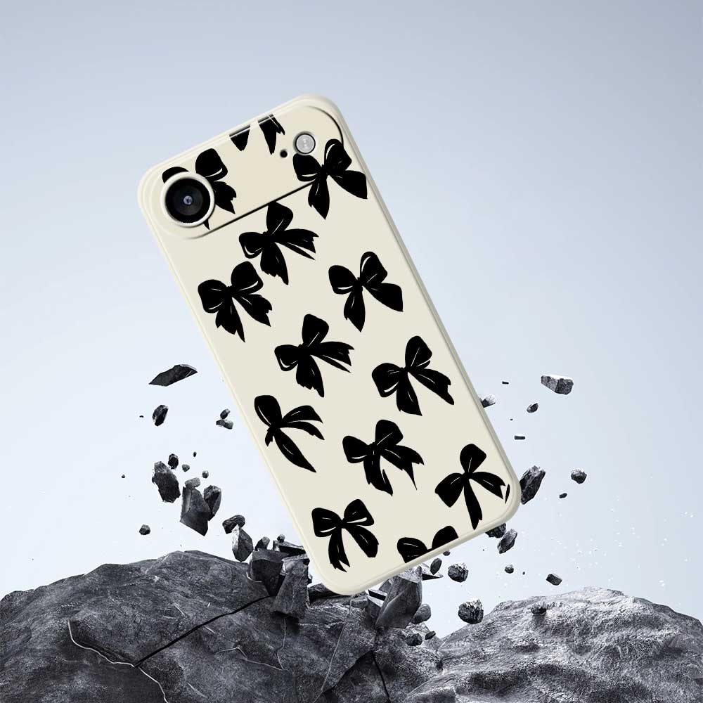 For iPhone 17 Air Case Black Bow Pattern Printing Straight Edge TPU Phone Back Cover
