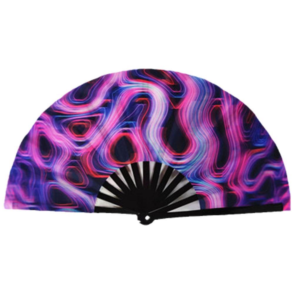 Farbverlauf Bunt Reflektierend Faltbarer Fächer Magischer Weicher Faserstoff Fächer 33cm Groß Kung Fu Fächer Fotografie Requisiten Tanzparty Fächer