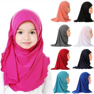 50cm Soft Girls Children  Turban Kids Muslim Hijab Islamic Scarf Shawls 2 To 7 Years Old