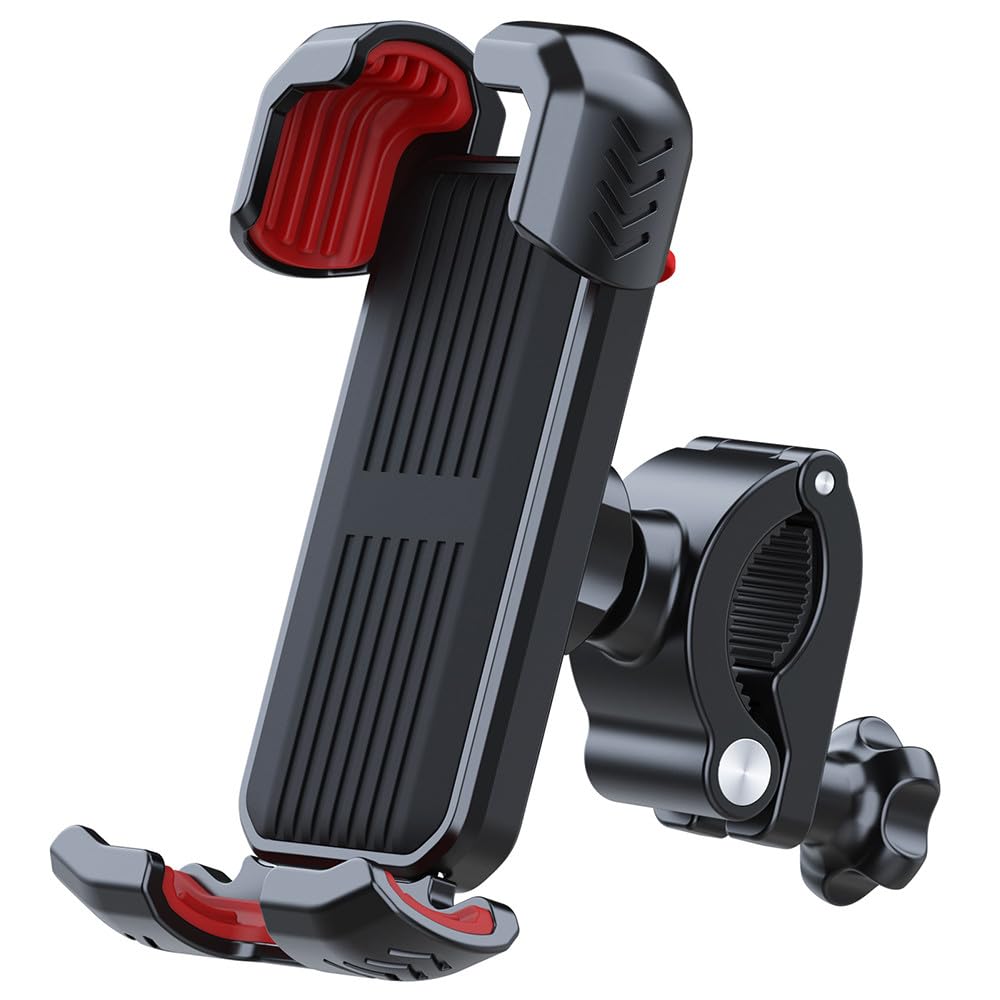 

Bicycle Smartphone Motorcycle Smartphone Phone Holder with Instant for Cycling and Road Bikes Holder, Stand, Lock, 360-Degree Rotation, (Red)