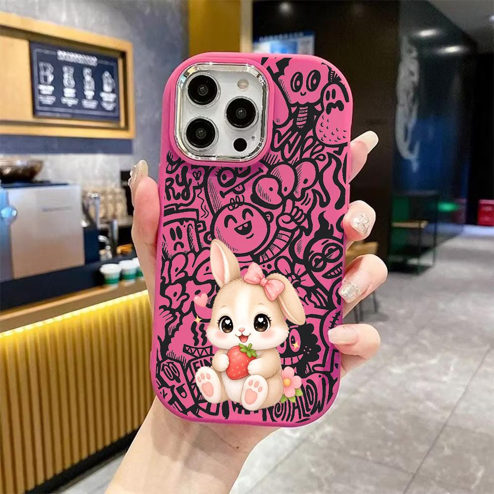 Phone Case: 2D Flat Design Suitable for iPhone 18 17 16 15 14 13 Pro Cases, Couple Style, Light Brown Little Rabbit, Christmas and Halloween Gift