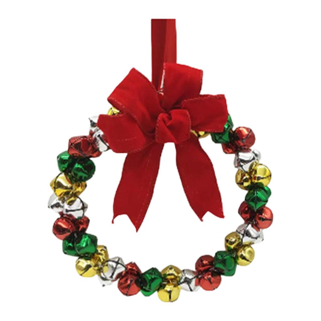 Christmas Bell Wreath with Bowknot Decorative Gift Hanging Decor Christmas Decoration Xmas Wreath for Outdoor Window Holiday