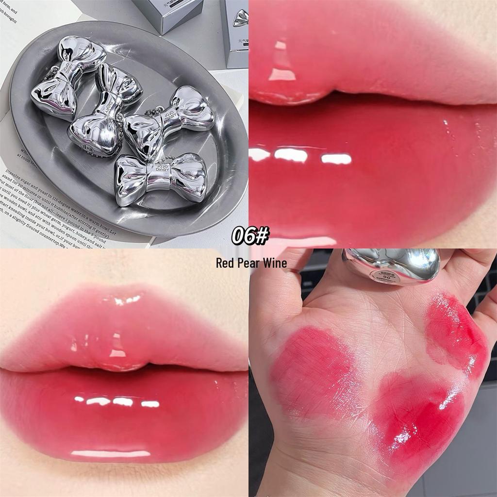 JOJO DIARY Energetic Mirror Lip Glaze: Brightens Yellow Skin, Natural Look, Watery Glass Finish, Student Lipstick.