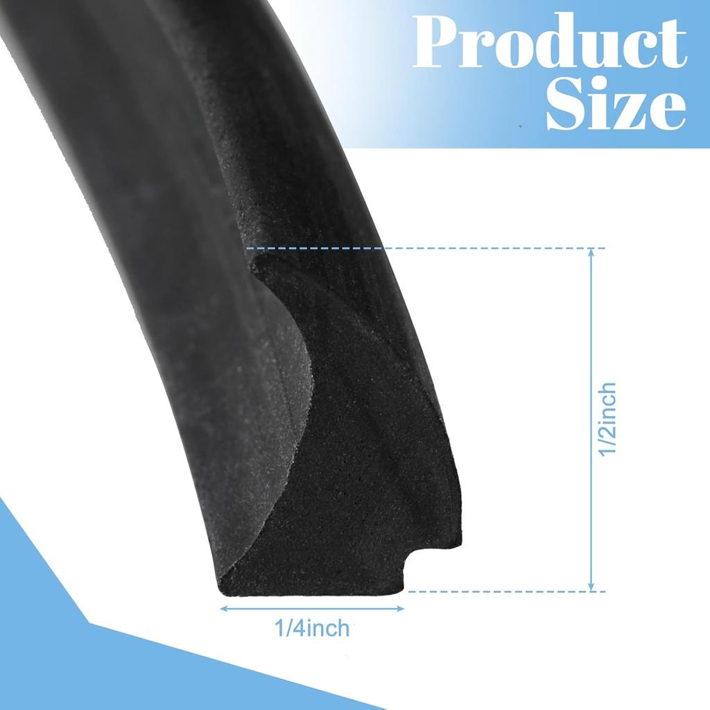 Kingdder Rv Window Seal Kit 1/2'' x 1/4'' Weather Stripping Rv Rubber Stationary Window Edge Locking Gasket, Seal Strip for Boat Car Truck Camper,
