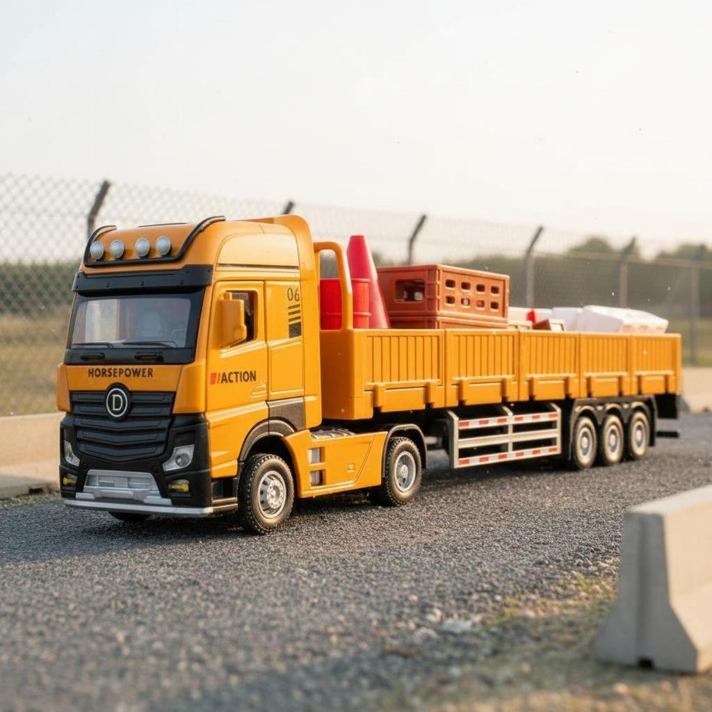 1:32 Scale Flatbed Truck Pull-Back Function Tractor Hauling Unit Model