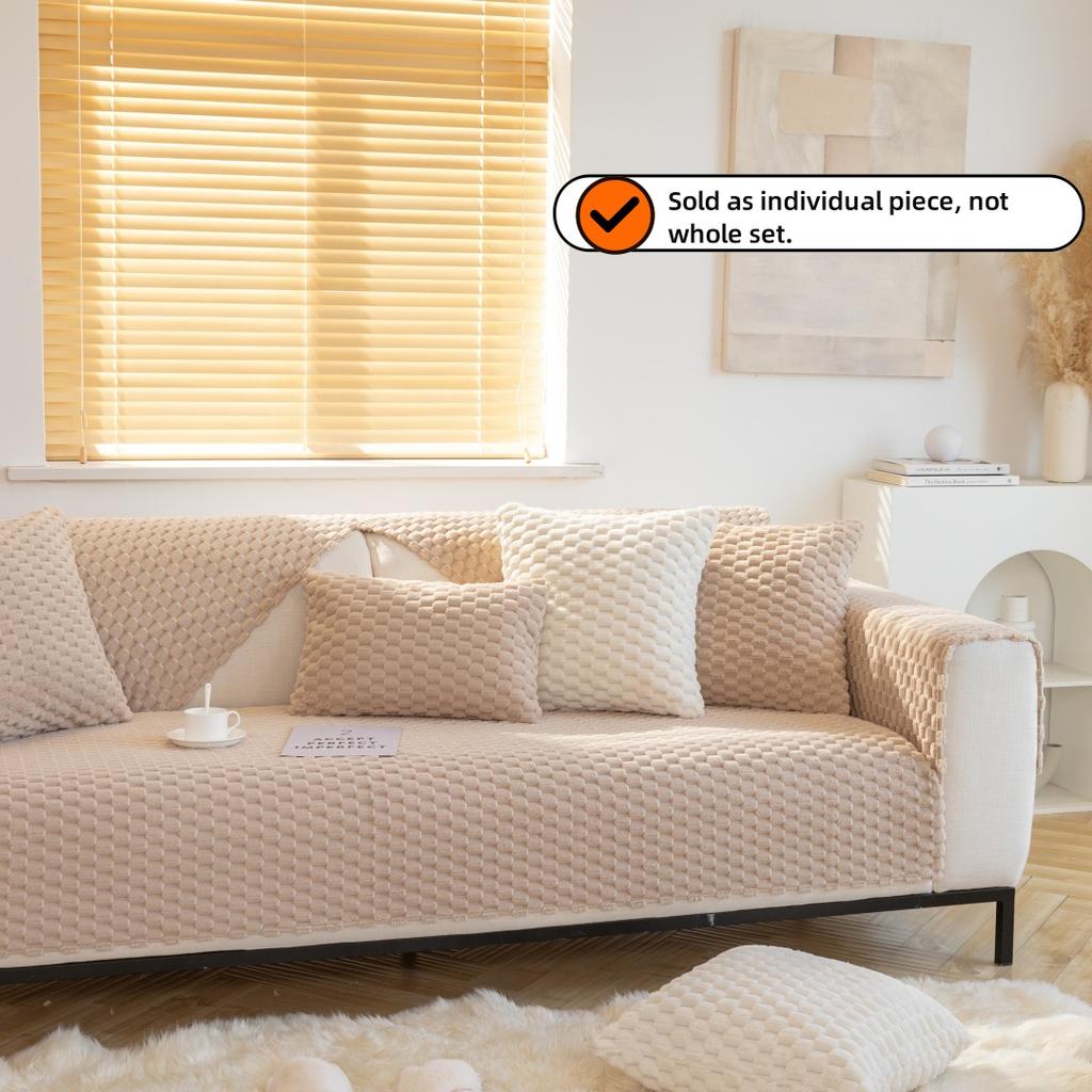 1pc Honeycomb Velvet Sofa Cover, Pet's Favorite, Couch Towel, Thick Plush Furniture Protector, Fuzzy Non Slip Sofa Slipcover