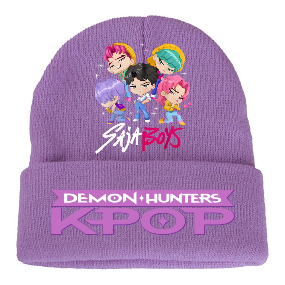 Kpop Demon Hunters Children Knit Beanie Cute And Charming Cartoon Printed Warm Cap Designed for Girls Fall Season Cold Season Outdoor Sports Birth