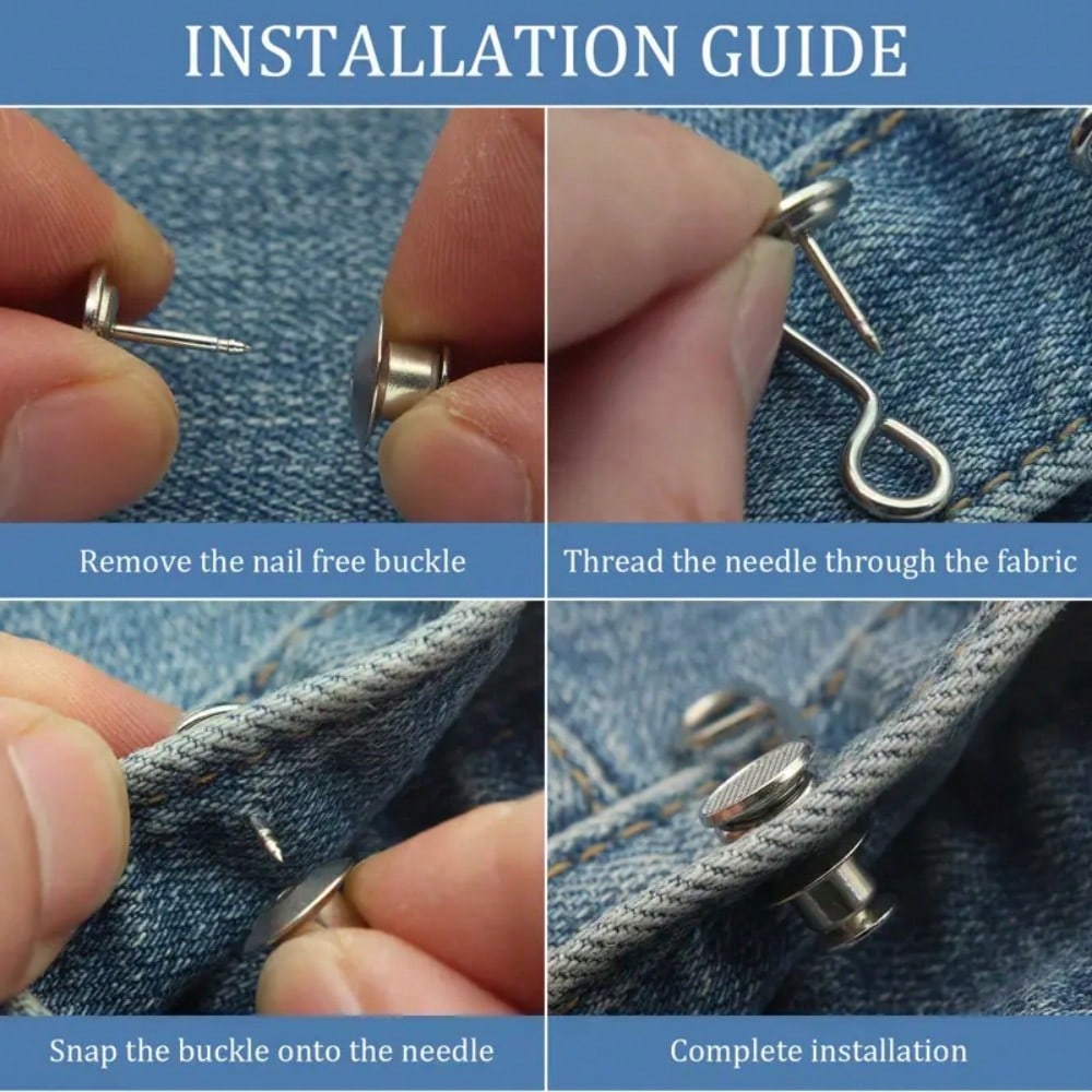 1 Sets Adjustable Jeans Buckle Seamless Pants Waist Clothes Button Nail Free Repeated Removal Artifact Invisible Waist