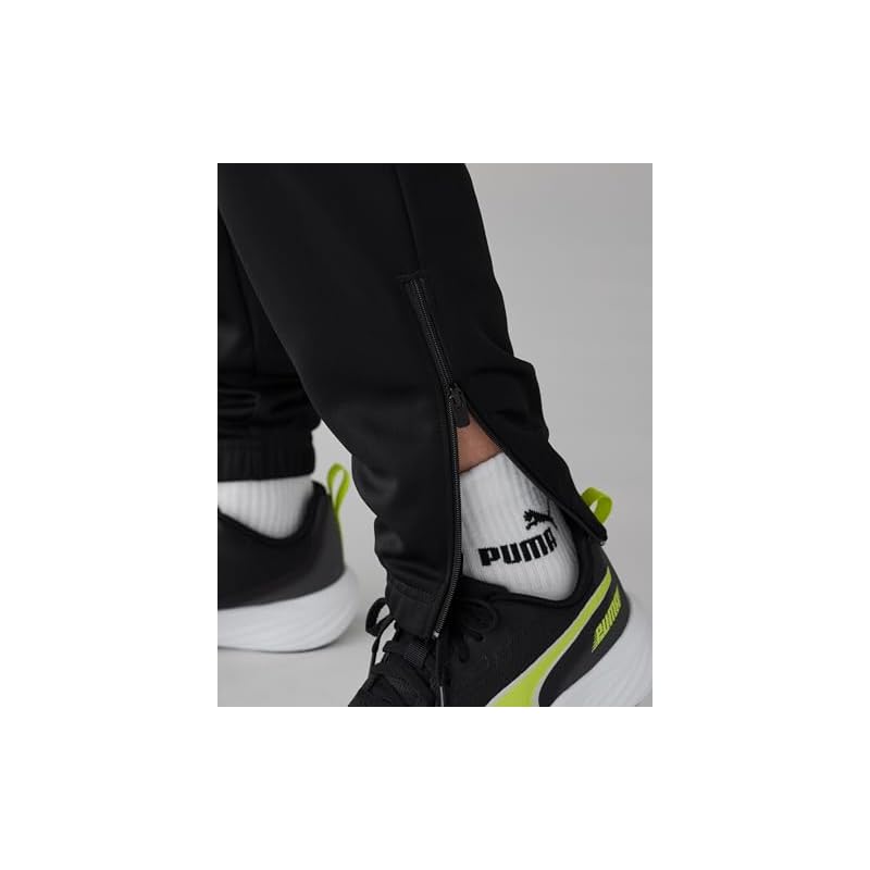 PUMA TEAMRISE Training Pants for Boys (JR) - Moisture-wicking, Quick-drying Jersey Pants. Fall/Winter 2024 Color: Black/White (03) Size 160