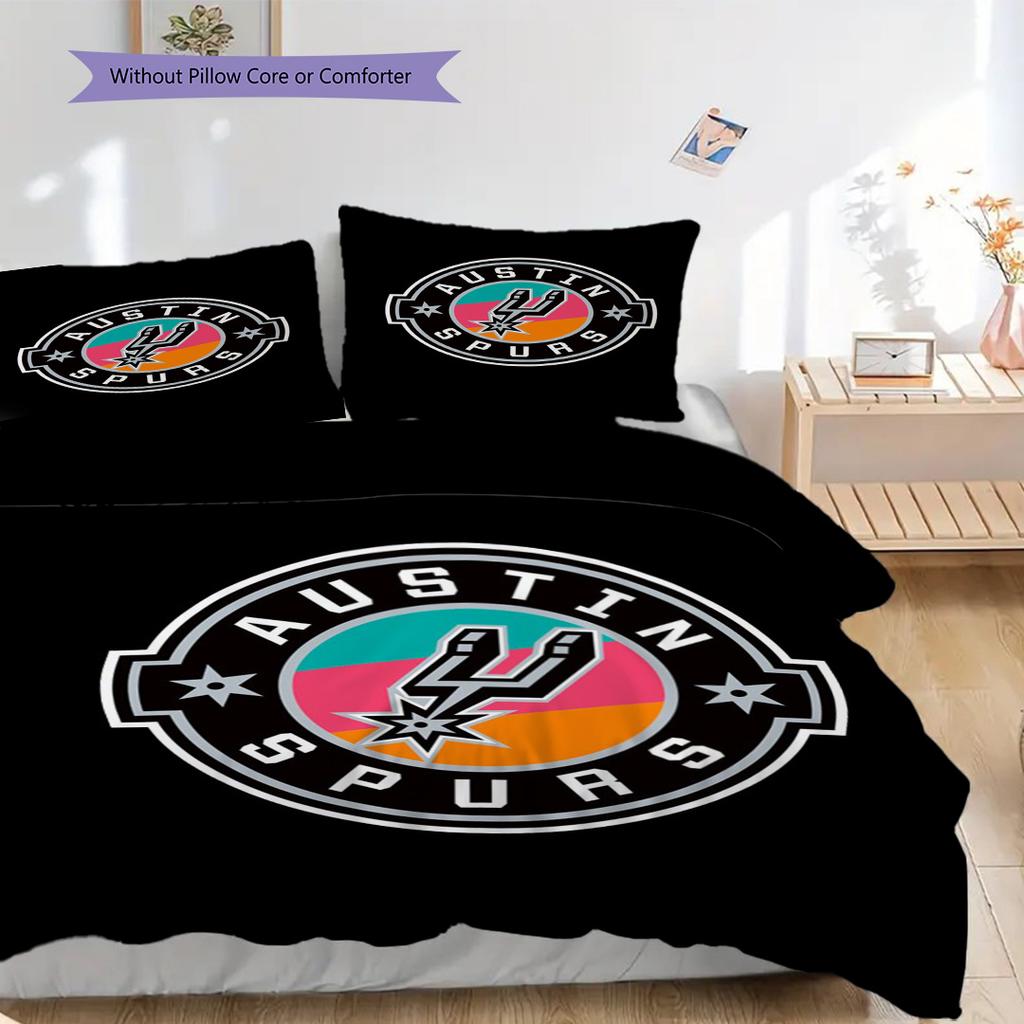 Vibrant Austin Spurs Logo Bedding(1 * duvet cover + 2 * pillowcase, without core)Duvet cover and pillowcase Christmas birthday gift