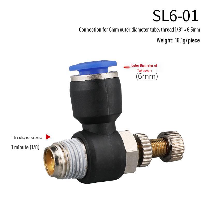 Pneumatic Fitting Combo: SL Throttle Valve 8-02, SL6-01 Component, 10-02 Insert Cylinder, Air Pump