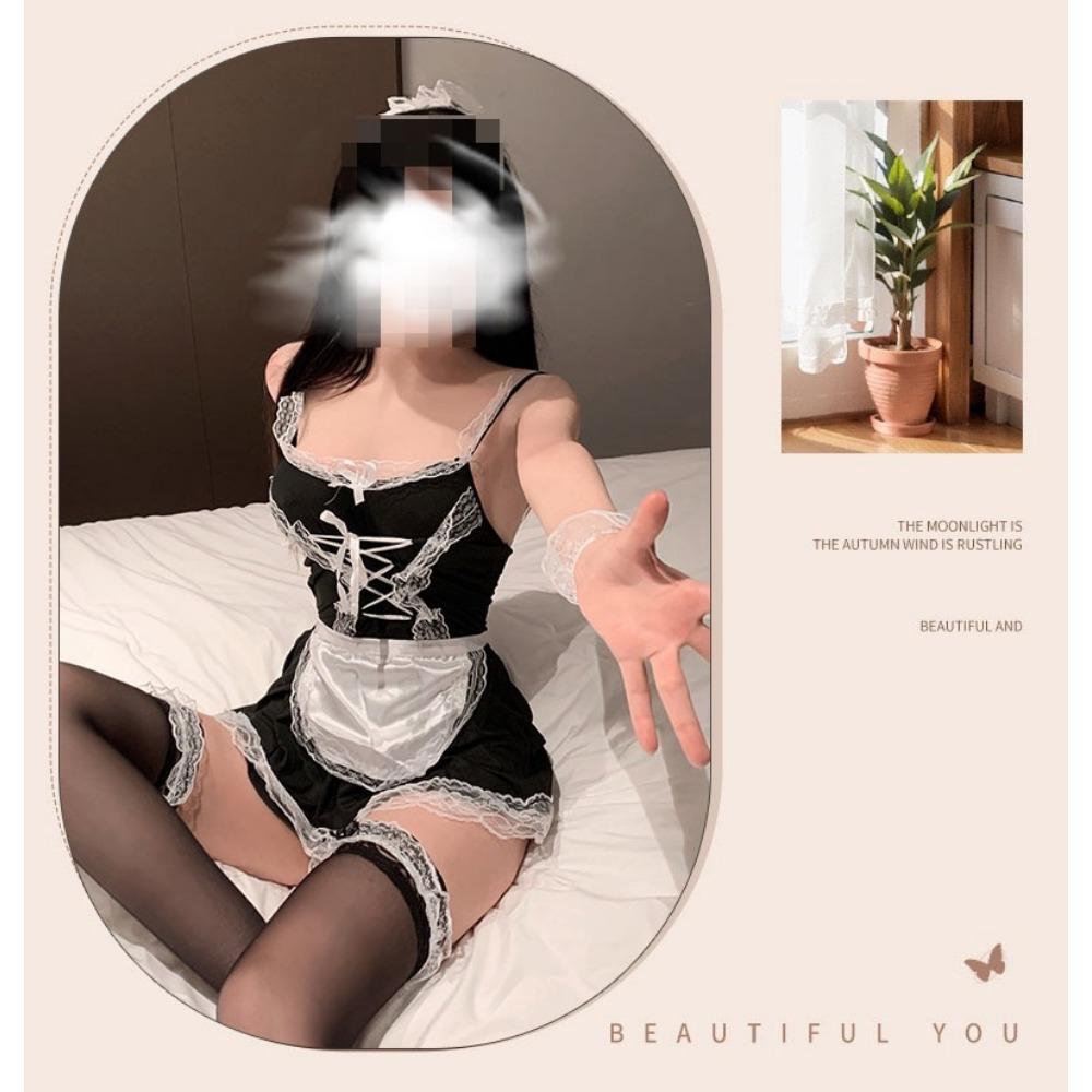 Night Crisp Lingerie Dienstmädchen Dienstmädchen Outfit Sexy Nachthemd Sex Spaß Reine Lust Verführung Leidenschaft Uniform Reiner Lust Anzug