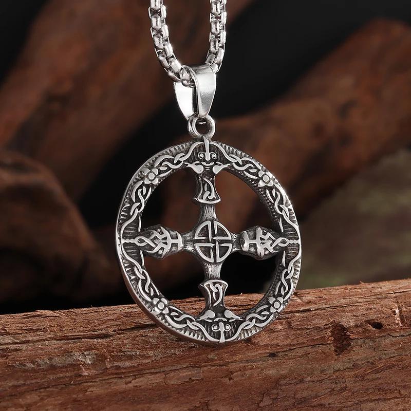 European and American Popular Titanium Steel Solomon Magic Amulet Pendant Fashion Stainless Steel Seven Angel Guardian Necklace
