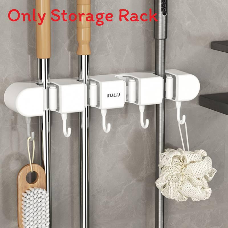 Modern Minimalist Abs Bathroom Wall Mount Mop Holder With Strong Clips And Hooks For Home Organization