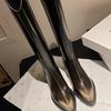2025 autumn and winter new retro high boots pointed thick high heel boots slim legs foreign style small boots