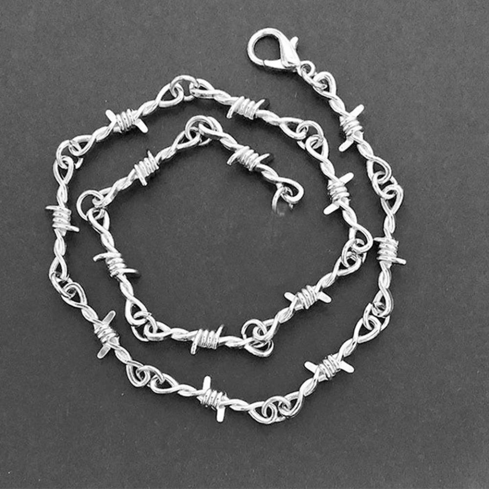 Iron Unisex Choker Necklace Women Hip-hop Gothic Punk Barbed Wire Little Thorns Chain Choker Jewelry Gifts