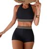 Costum de baie bikini cu bretele spaghete, culoare uni, pentru femei