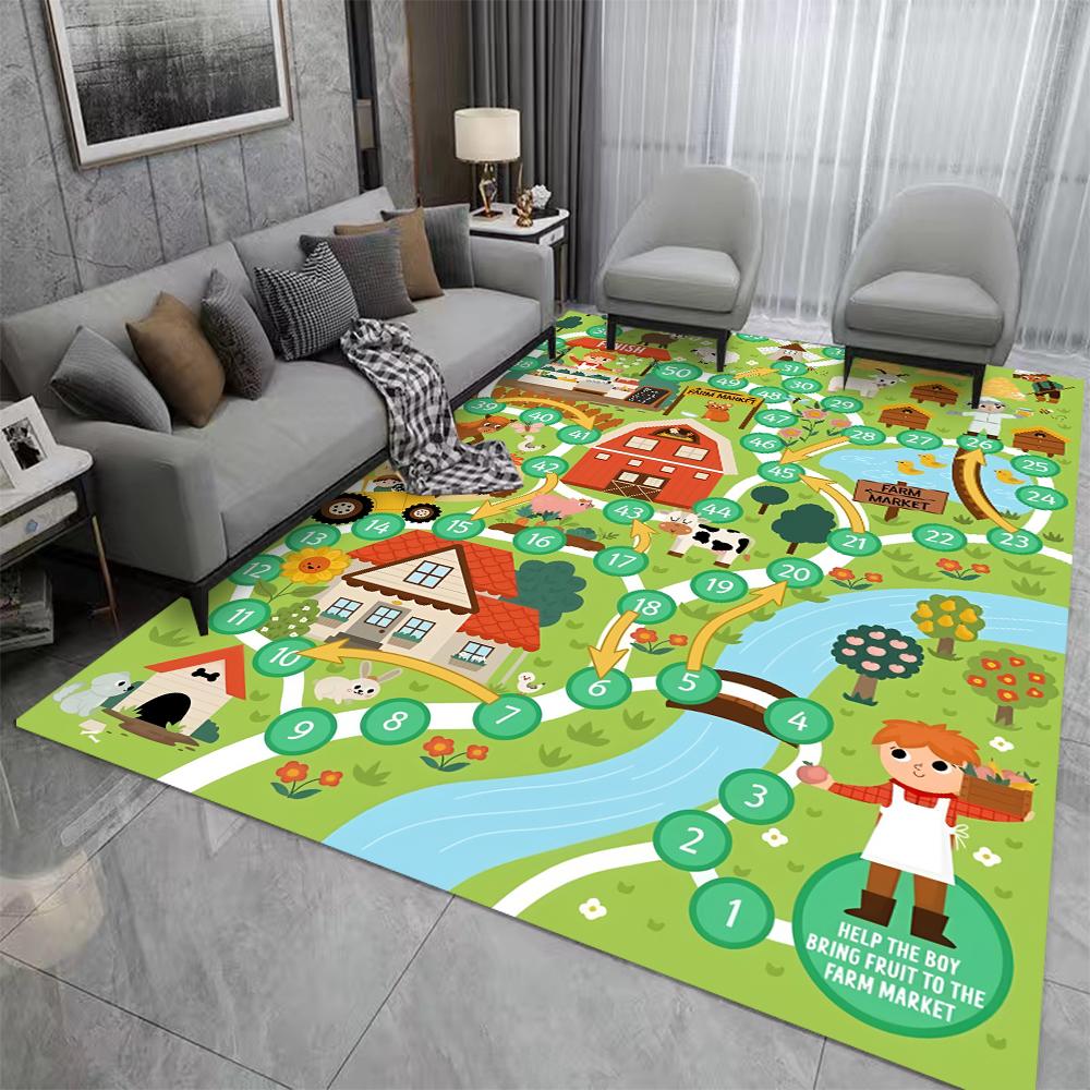 Kids Cartoon Maze Play Mat Interactive Labyrinth Design Educational Rug Children Bedroom Playroom  Kids Play Reading Area Rug