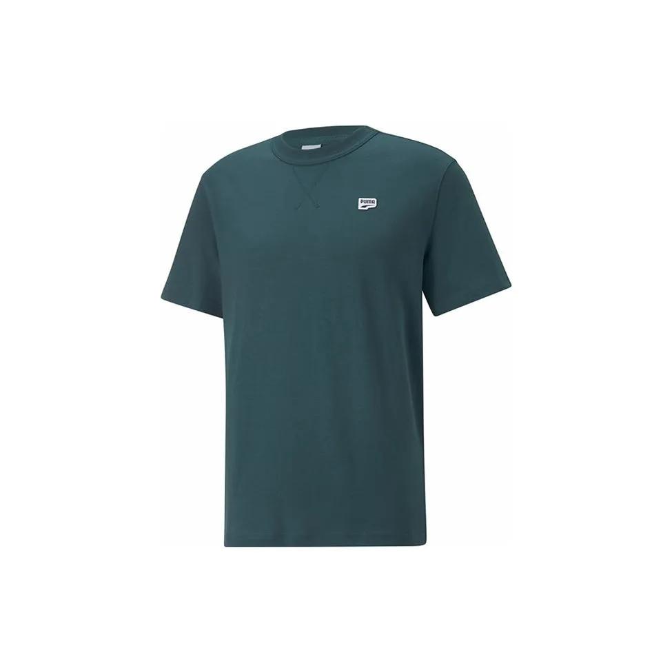 PUMA T Shirts Men's Army Green Crew Neck Moderate Straight Fit (Unisex) T-Shirts 535387 94