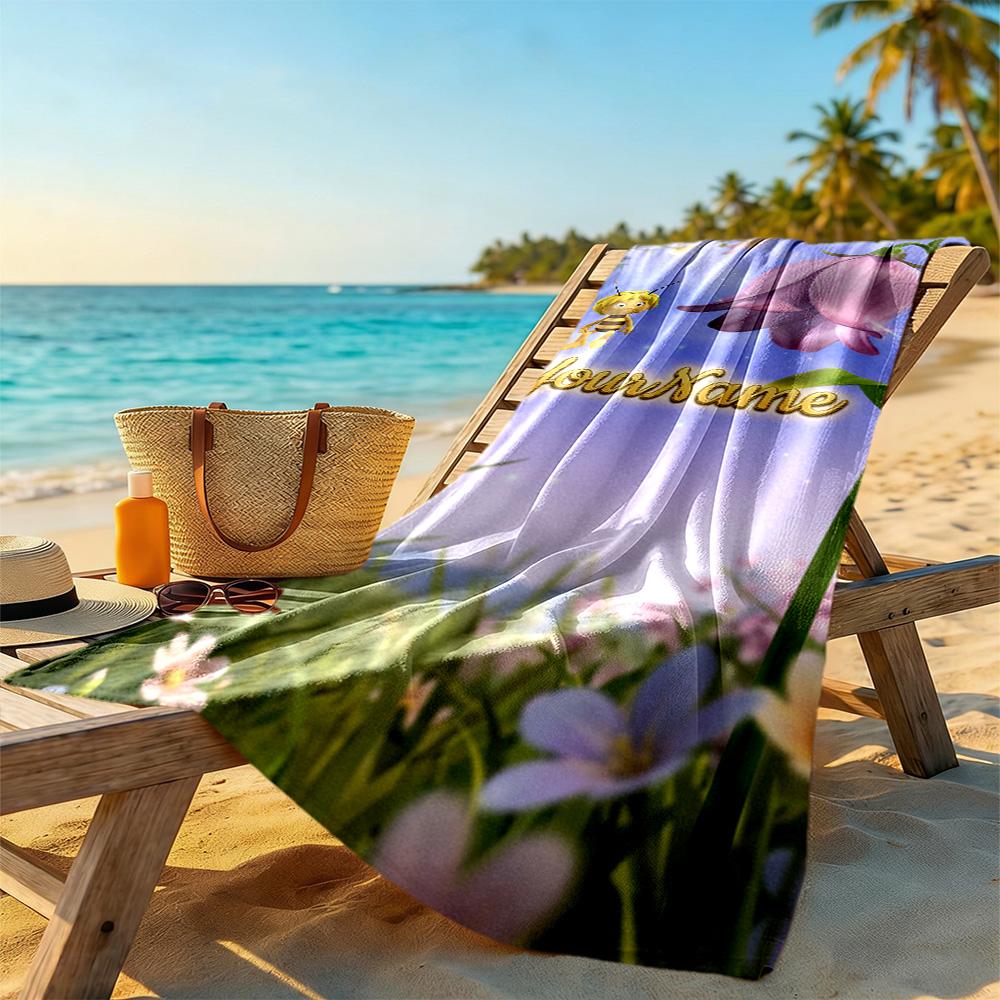 Biene Maja Customizable Name Beach Towel Super Soft & Absorbent Portable for SwimmingBeachCamping Travel Beach AccessoriesGym