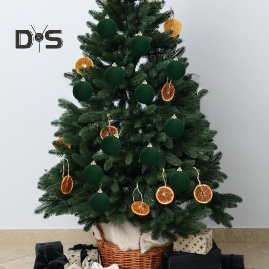 12Pcs Christmas Balls Decorations Xmas Tree Flocked Ball Ornaments Plastic Hanging Ball Decor for Home Bar Restaurant