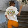 Fruit Orange County Print TShirt Women Cute Botanical Graphic Tees Loose Vintage Streetwear Tops Cottagecore Aesthetic Clothing