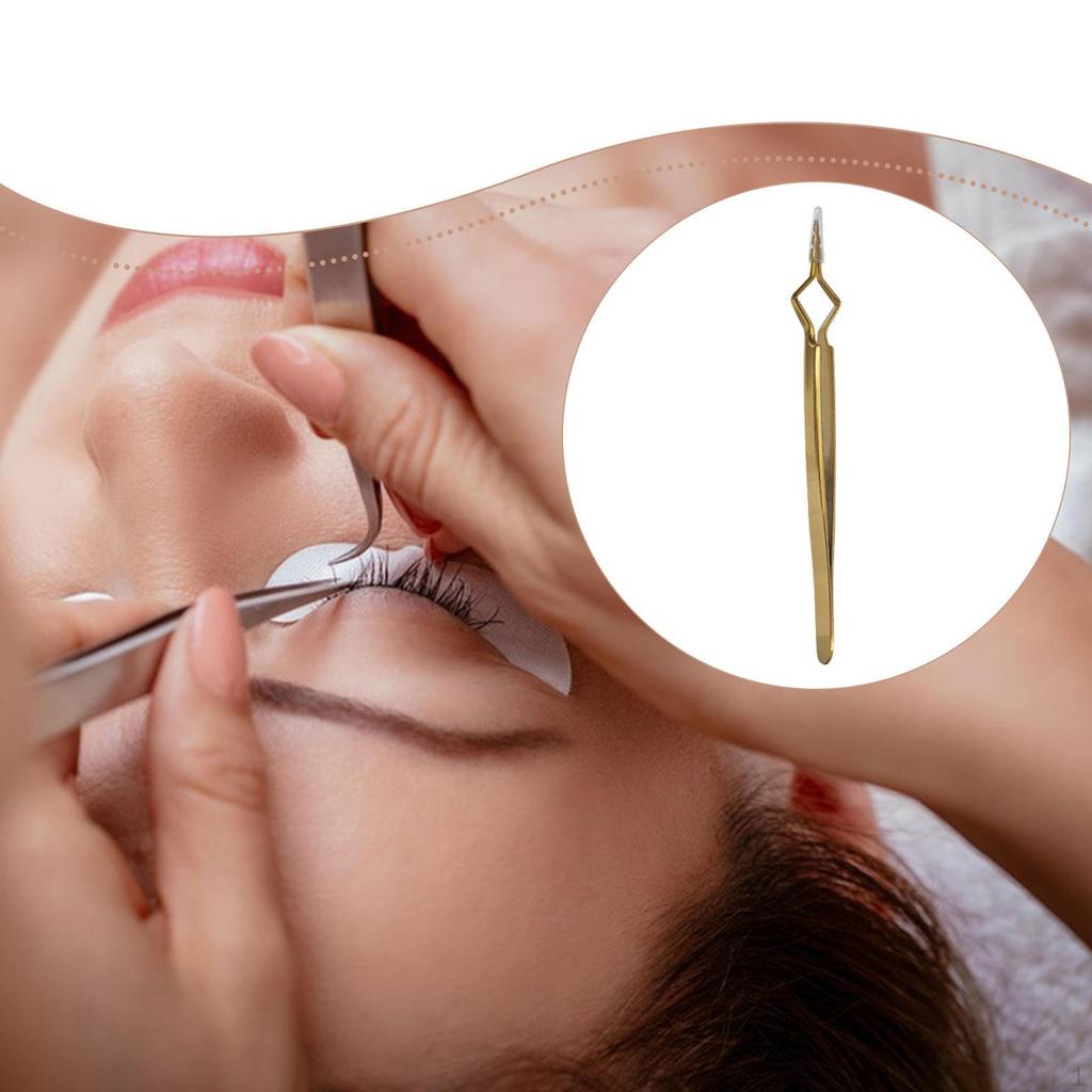 Lash Tweezers Stainless Steel Curved Portable Reusable Ergonomic Lightweight Home Salon Eyelash