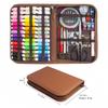 Kit da cucito rettangolare marrone da 170 pezzi, set da cucito per la casa con motivo stampato, set da cucito portatile da viaggio, attrezzi manuali fai-da-te