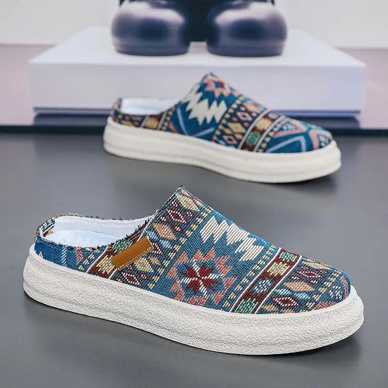 Fashion Male Slipper Platform Canvas Slides Outdoor Mules Half Summer Sale Pvc Clappers 2025 Fashion Mascullino Elegant Adult Men's Shoe