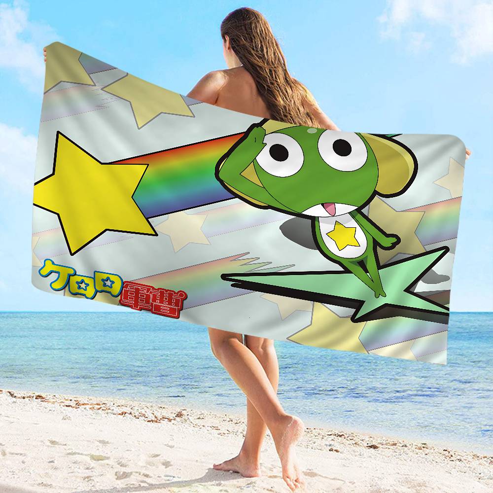 Cartoon Funny Keroro Gunsou Frog Microfiber Printed Beach Towel Mountain Climbing Beach Swimming Running Absorbent Soft Towel
