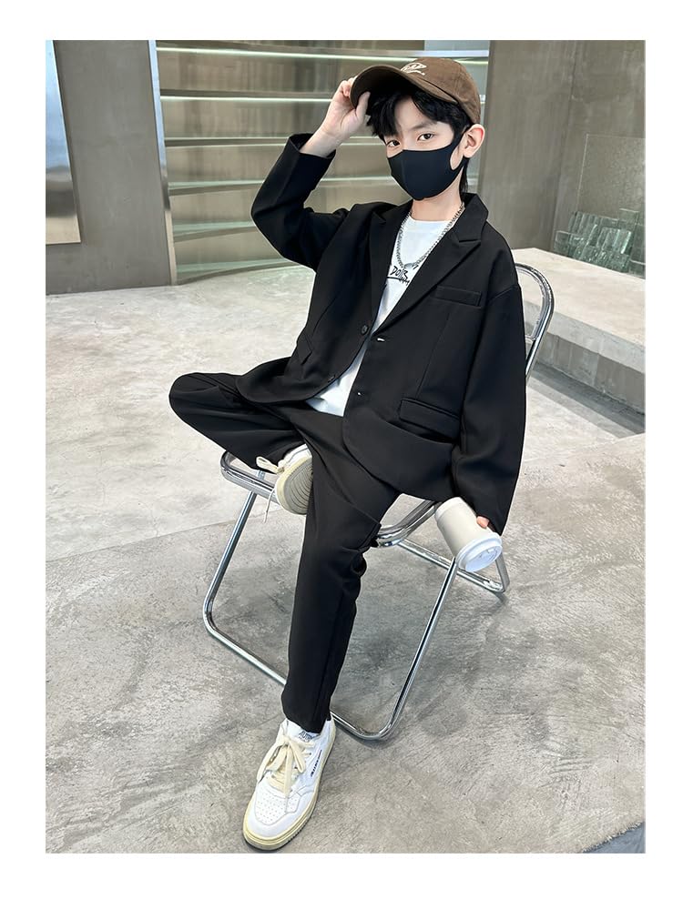 Suit for Formal Long Jacket and for School Entrance DYH014 Black [TYYRBMG] Boys, Suit, Setup, Sleeve, 2-Piece Set, Pants, Ceremonies, Recitals,