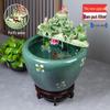 Jingdezhen Goldfish Tank: Floor-Standing Ceramic Water Feature for Balcony, Office, or Living Room.