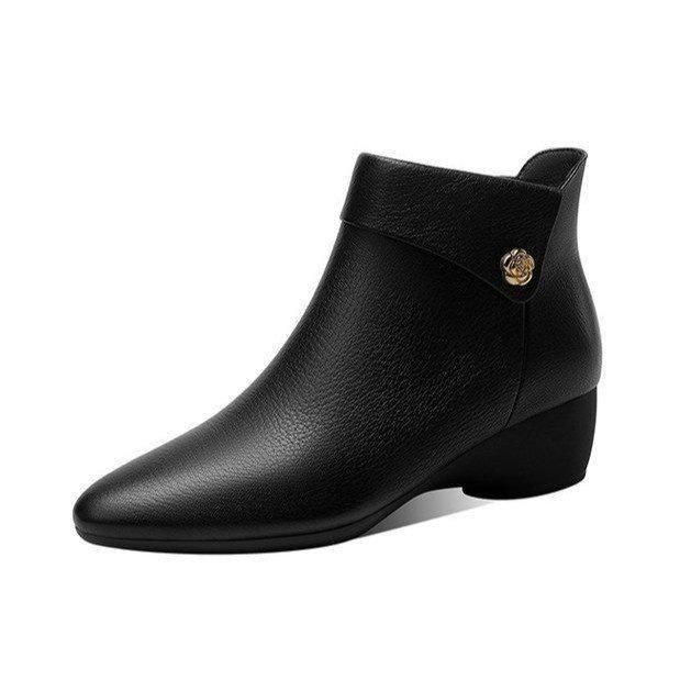 Slope Heel Short Boots Women's 2025 New Autumn and Winter Popular Fashion Lightweight Non-slip Soft-soled Women's Boots Velvet Warm Cotton Shoes