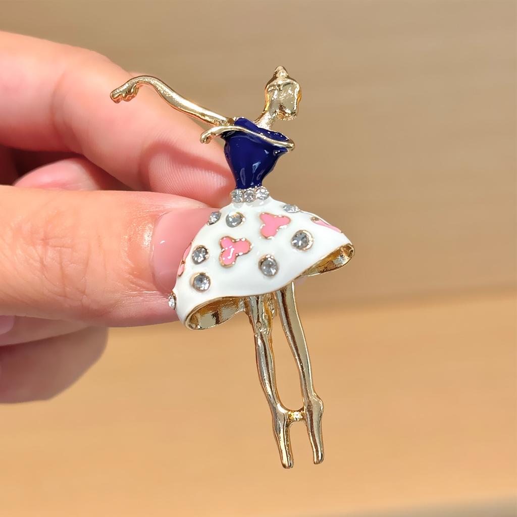 Personality Fashion Popular Ballet Creative Brooch Alloy Diamond Dancing Girl Corsage Direct Batch