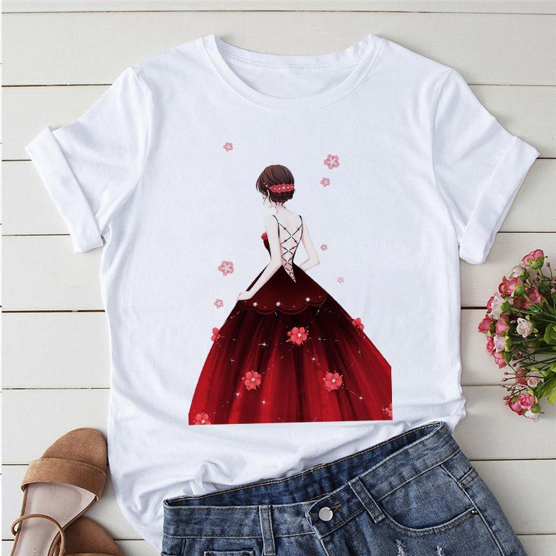 Flower Pretty Girl Fashion Trend Oversized Tops Custom T-Shirt Kawaii O-Neck Tshirt Soft Clothes For Women Female Tee-Shirt