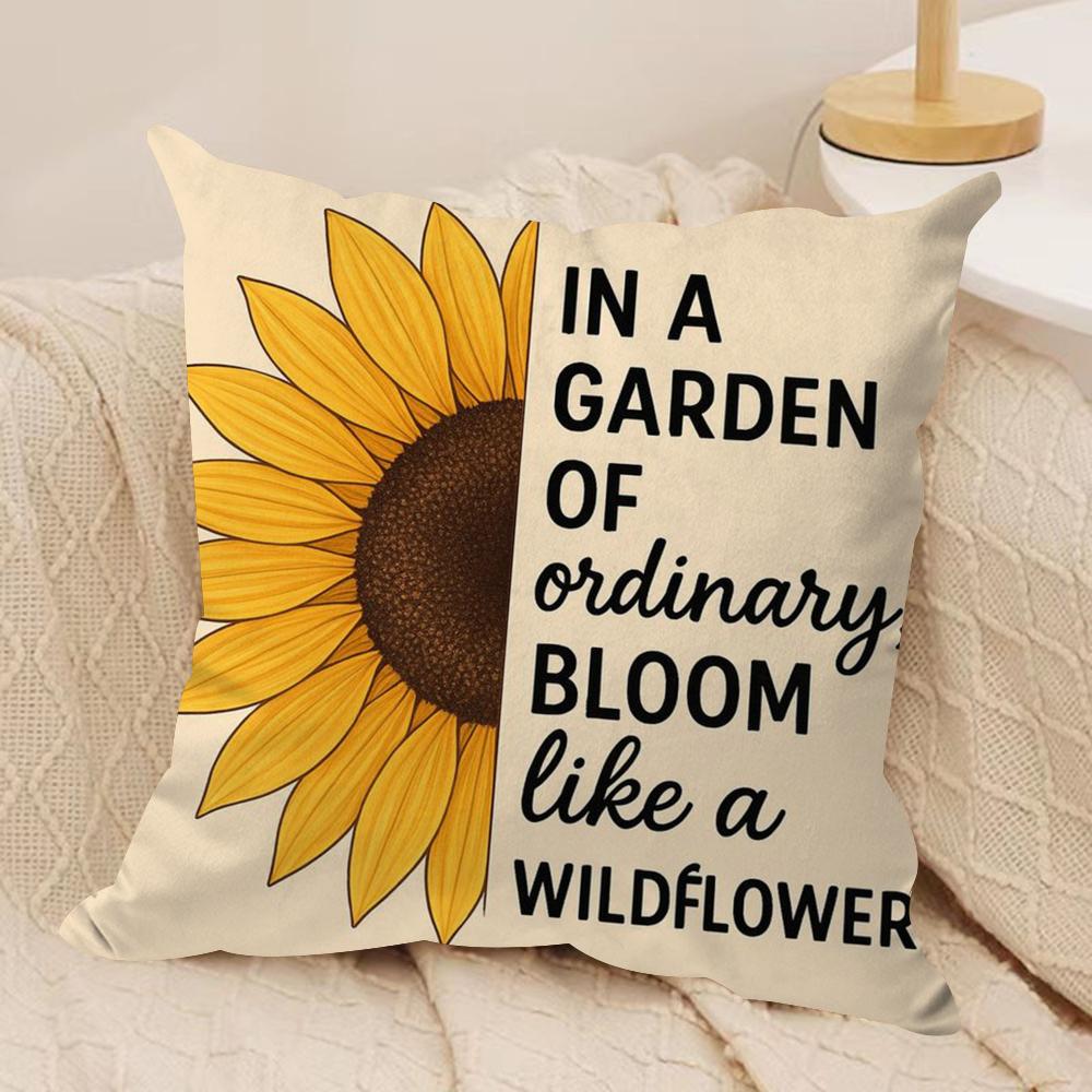 Sunflower Patterns Cushion Cover Soft Plush Throw Pillow Cover DoubleSided Decorative Cushion Case Sofa Bedroom Home Decor
