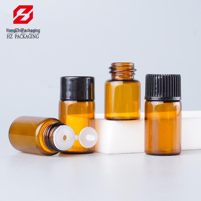 Amber Sample Bottles with Screw Caps, 1mL To 5mL - Essential Oil Decanting and Trial Size Glass Containers