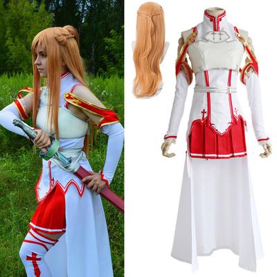 Anime Sword Art Online kostým pre ženy Yuuki Asuna Kompletná súprava šiat SAO Asuna Battle Suit Outfity Maškarné šaty