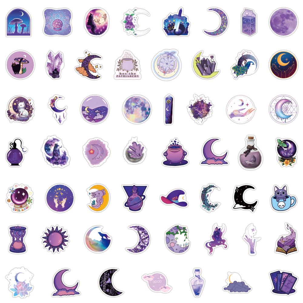 110PCS Trendy Colorful Moon & Graffiti Stickers for Phone & Water Bottle DIY Decoration - Waterproof Decals