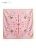 New pink lady style printed natural silk square scarf women spring autumn real silk twill scarves luxury adults shawl