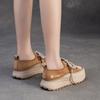Fashion GKTINOO Genuine Leather Sneakers Thick Soled Casual Women's Shoes 2025 Autumn New Round Toe Lace-up Flat Platform Shoes