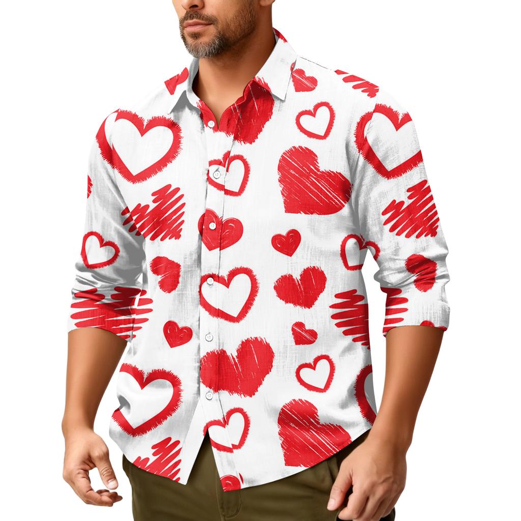 Camicia casual da uomo a maniche lunghe, ampia e alla moda, con risvolto