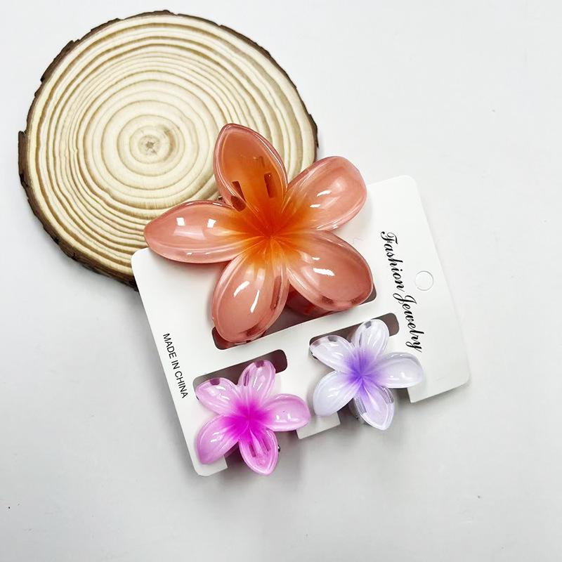 Sada skřipců do vlasů s frangipani: Květinové vlasové doplňky s imitací mramoru pro módní svátky