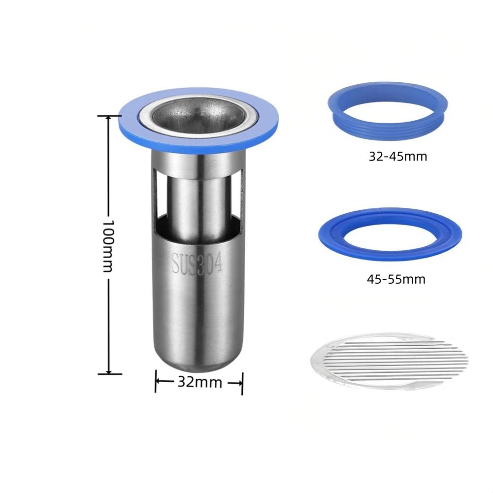 Stainless SteelFloor Drain Core Deodorant Cover Floor Drain Filter Backflow Preventer 32-55CM Toilet Washbasin Sewer Drain Core