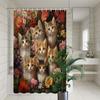 1pc Shower Curtain - Adorable Kittens and Vibrant Flowers Design for a Cozy Bathroom Waterproof